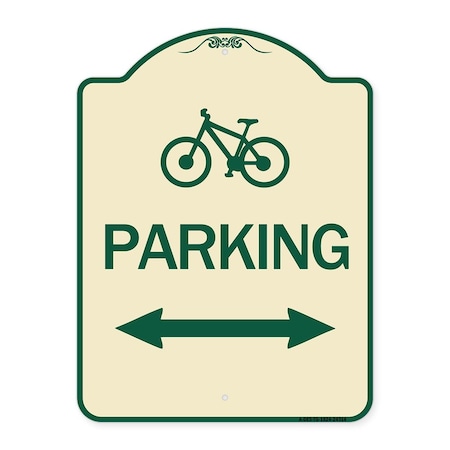 Signmission Bicycle Parking W/ Bidirectional Arrow Heavy-Gauge Aluminum Sign, 24" x 18", TG-1824-24314 A-DES-TG-1824-24314